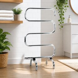 Electric Heated Towel Rail Rack 5 Bars Freestanding Clothes Dryer Warmer Silver
