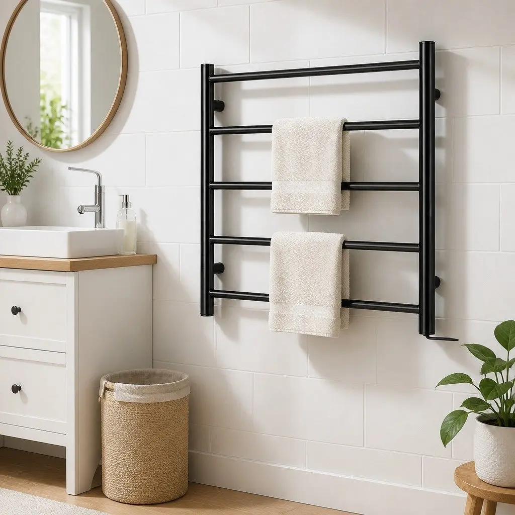 Electric Heated Towel Rail Rack 5 Bars Wall Mounted Bathroom Clothes Dryer