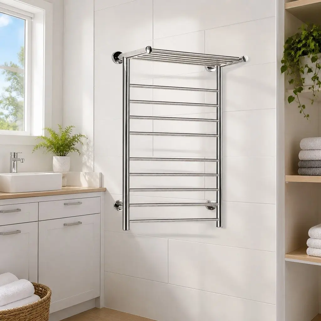 Electric Heated Towel Rail 14 Bars Wall Mounted Stainless Steel Clothes Dryer