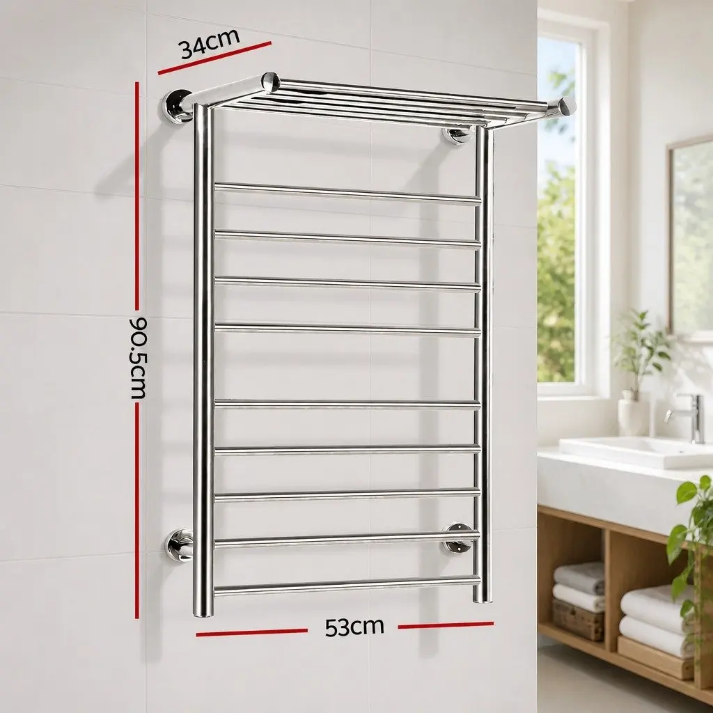 Electric Heated Towel Rail 14 Bars Wall Mounted Stainless Steel Clothes Dryer