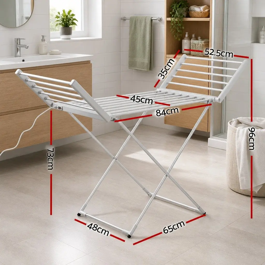 Electric Heated Towel Rail Rack 18 Bars Freestanding Portable Clothes Dryer