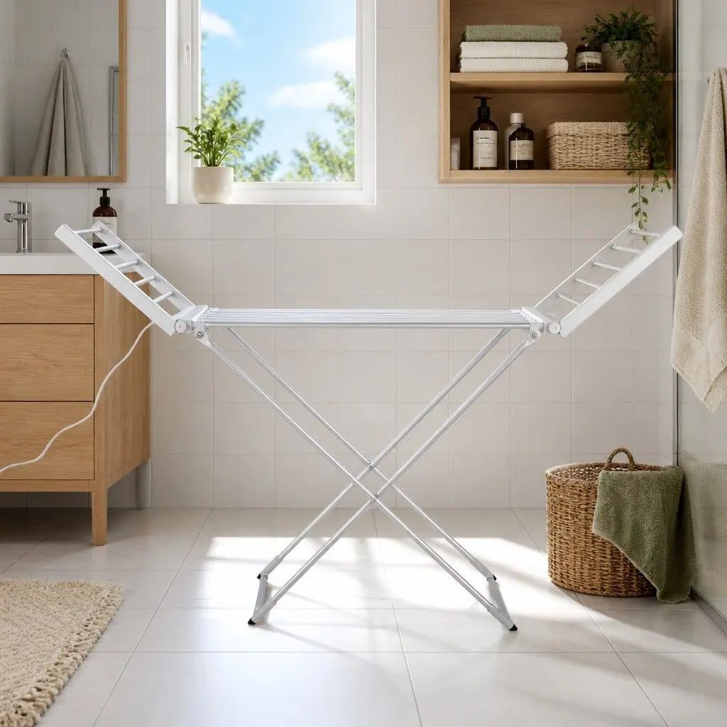Electric Heated Towel Rail Rack 18 Bars Freestanding Portable Clothes Dryer