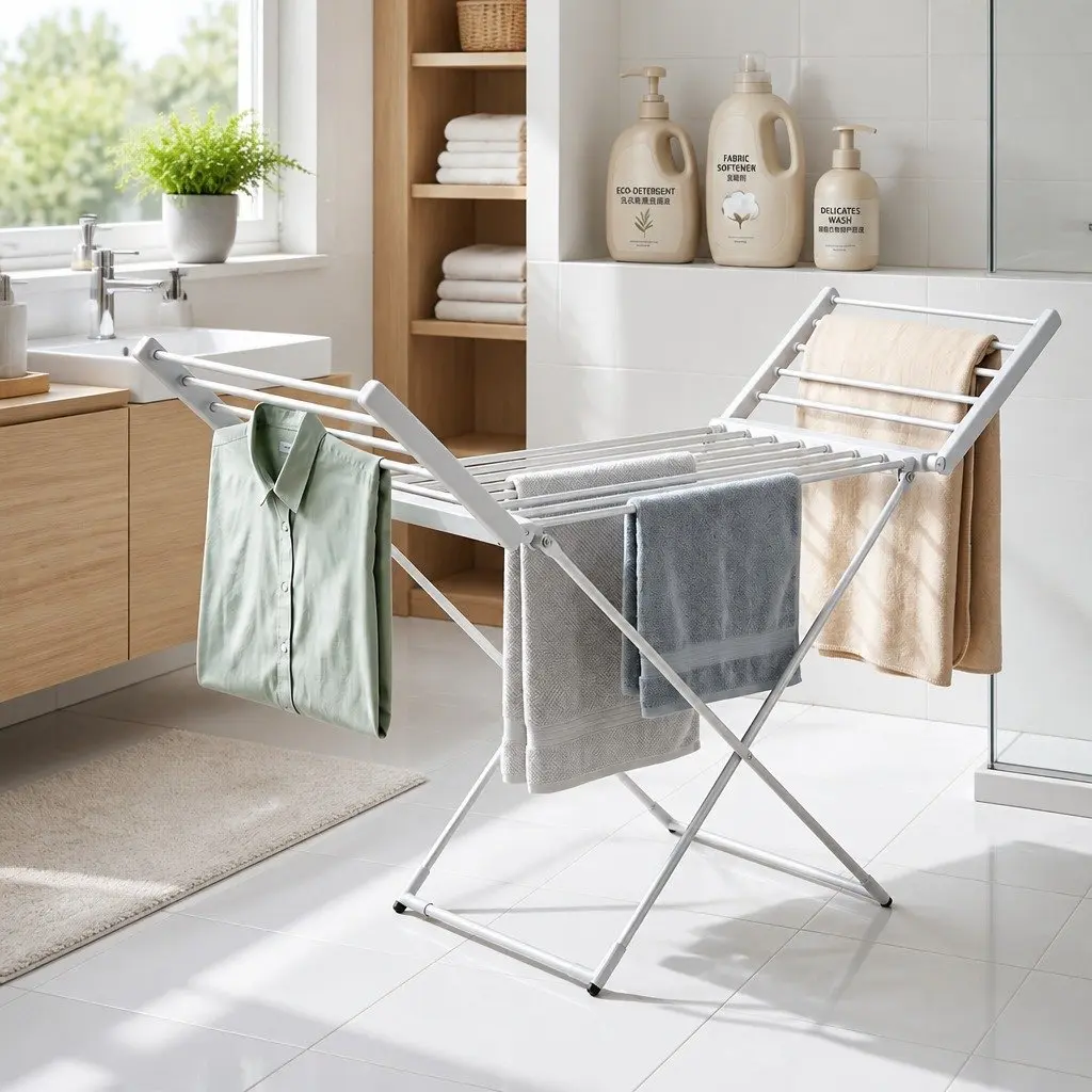 Electric Heated Towel Rail Rack 18 Bars Freestanding Portable Clothes Dryer
