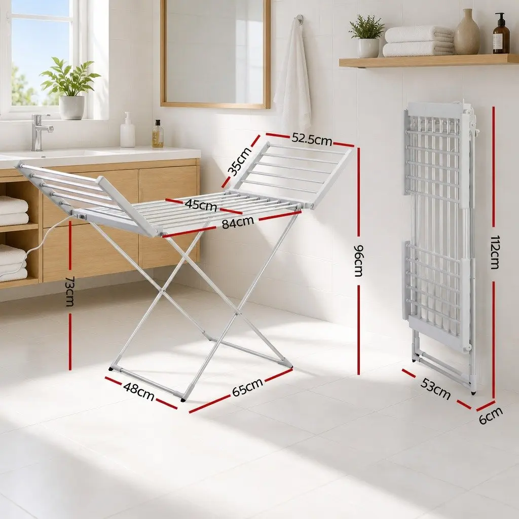 Electric Heated Towel Rail Rack 18 Bars Freestanding Portable Clothes Dryer