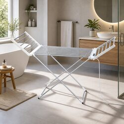 Electric Heated Towel Rail Rack Foldable Portable Clothes Drying Stand 18 Rods