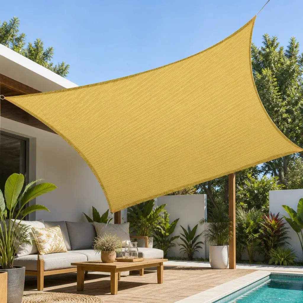 Rectangular Shade Sail Canopy Sand Charcoal UV Protection Breathable 3.6m x 3.6m 5m x 3m 5.4m x 5.4m Heavy Duty Outdoor Garden Patio