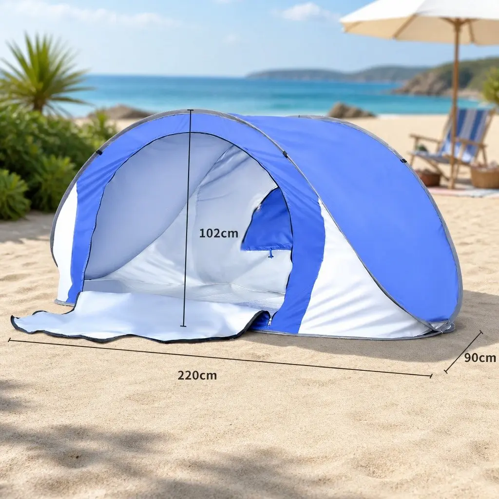 Pop Up Tent Blue Instant Setup Family Outdoor Shelter