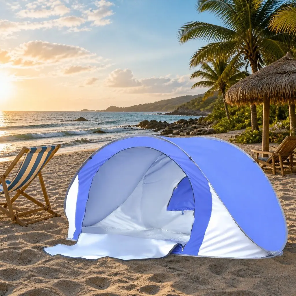 Pop Up Tent Blue Instant Setup Family Outdoor Shelter