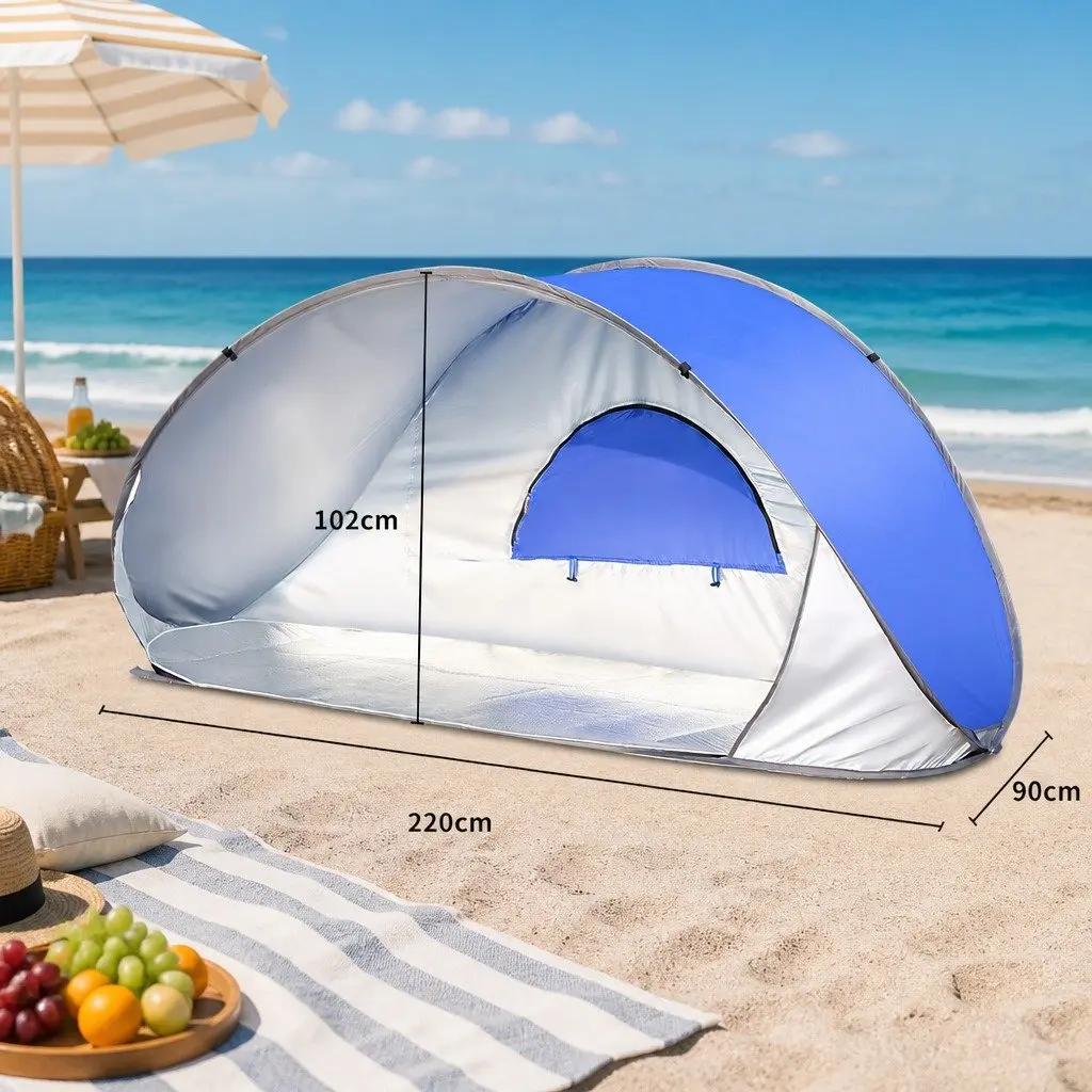 Pop Up Tent Blue 220cm x 90cm x 102cm Instant Setup No Assembly Required