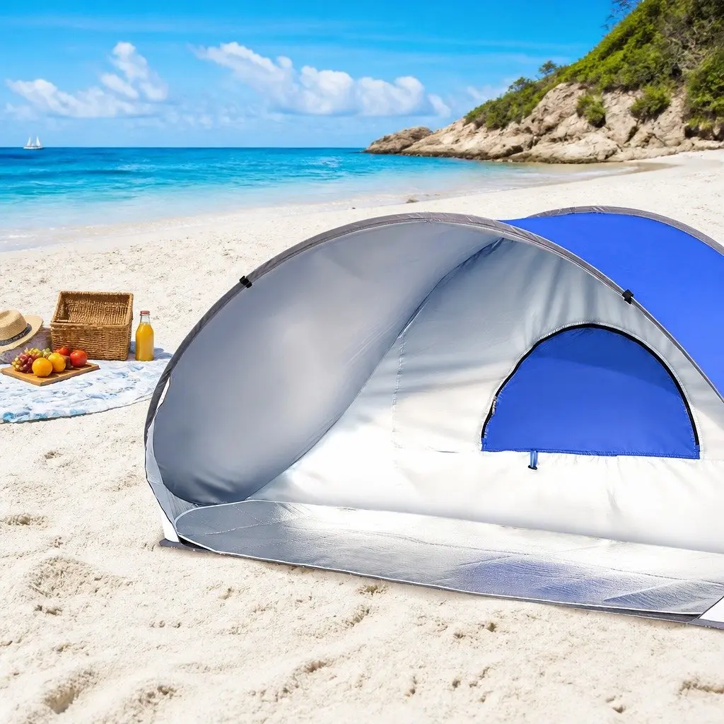 Pop Up Tent Blue 220cm x 90cm x 102cm Instant Setup No Assembly Required