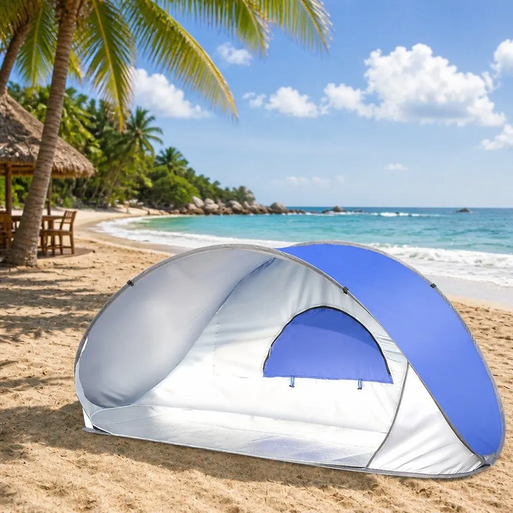 Pop Up Tent Blue 220cm x 90cm x 102cm Instant Setup No Assembly Required