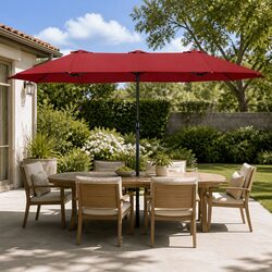 Large Patio Umbrella 380cm Outdoor Garden Parasol Double-Sided Shade Crank