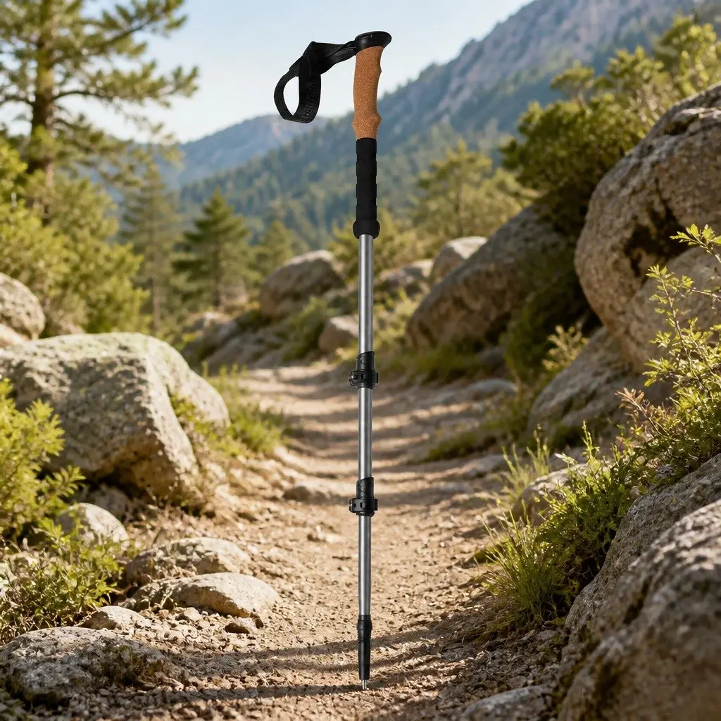 Trekking Poles Grey 62-135cm Adjustable Lightweight Collapsible 2 Piece