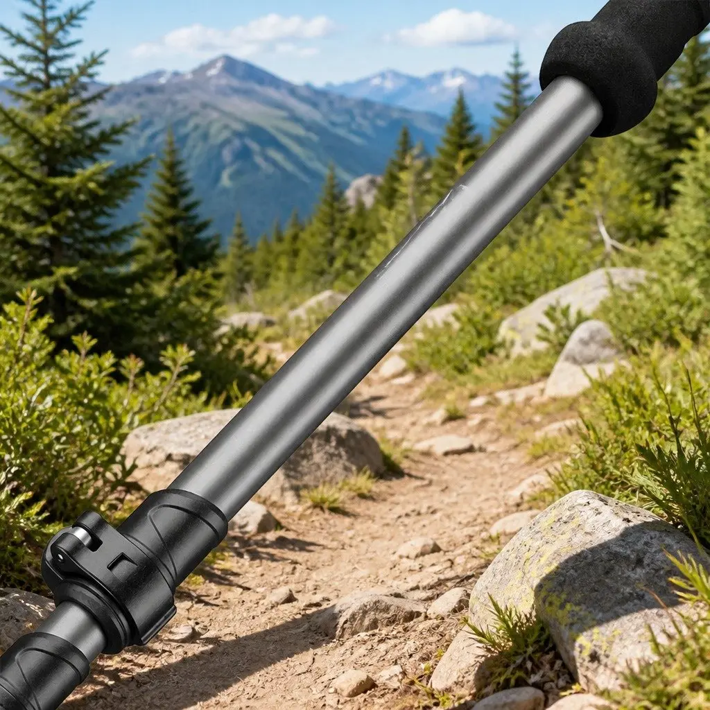 Trekking Poles Grey 62-135cm Adjustable Lightweight Collapsible 2 Piece