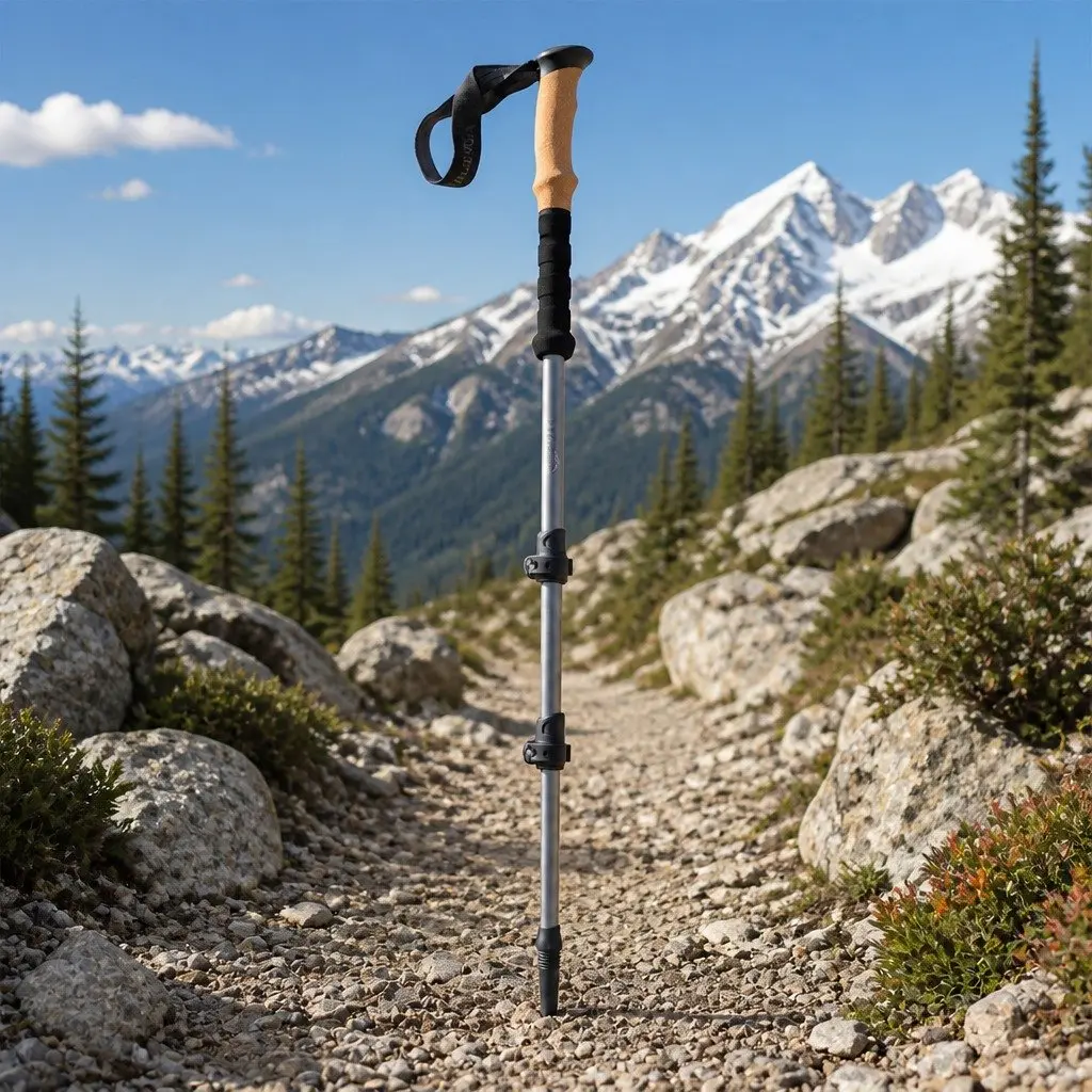 Trekking Poles Grey 62-135cm Adjustable Lightweight Collapsible 2 Piece