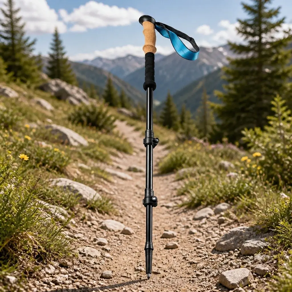 Trekking Poles Black Adjustable 62-135cm Lightweight Carbon Fiber Hiking Outdoor