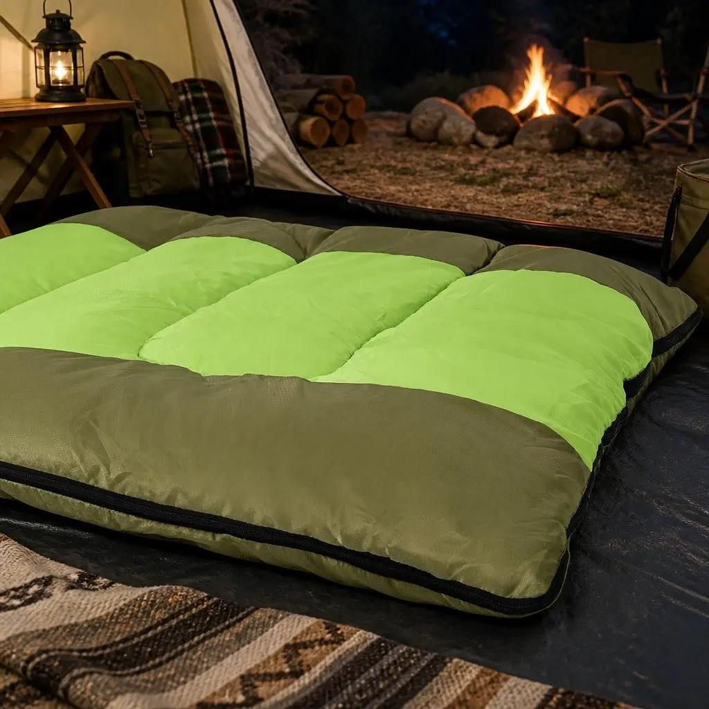 Sleeping Bag Green 220cm x 85cm Cold Weather -20 to 10°C Portable Insulation