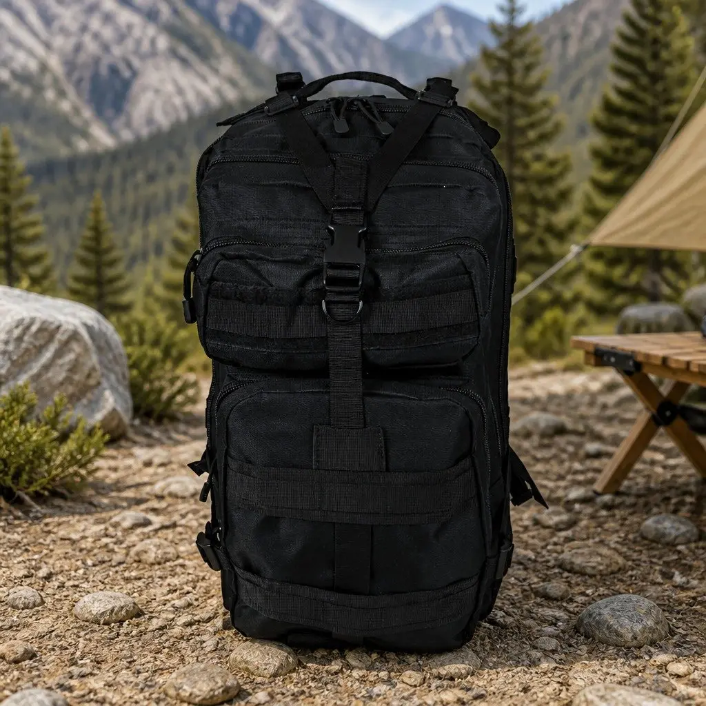 Military Tactical Backpack Black 40L Large Capacity Outdoor Hiking Camping Rucksack