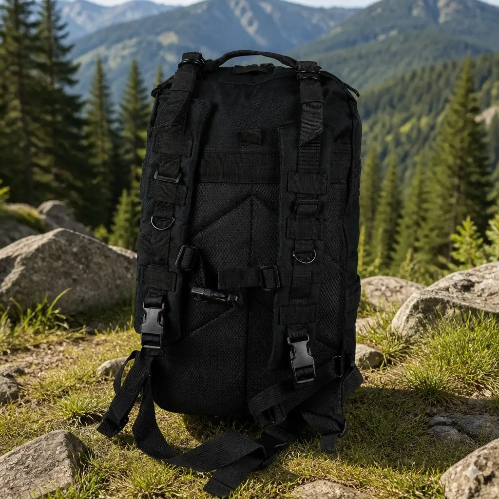 Military Tactical Backpack Black 40L Large Capacity Outdoor Hiking Camping Rucksack