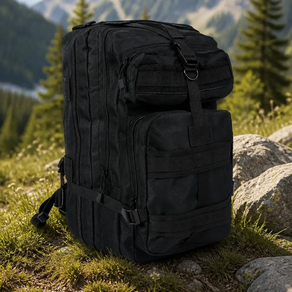 Military Tactical Backpack Black 40L Large Capacity Outdoor Hiking Camping Rucksack
