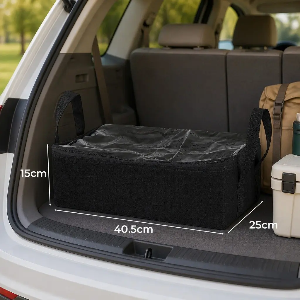 Canvas Storage Bag Black 3PCS Heavy Duty Clear Top Zippers