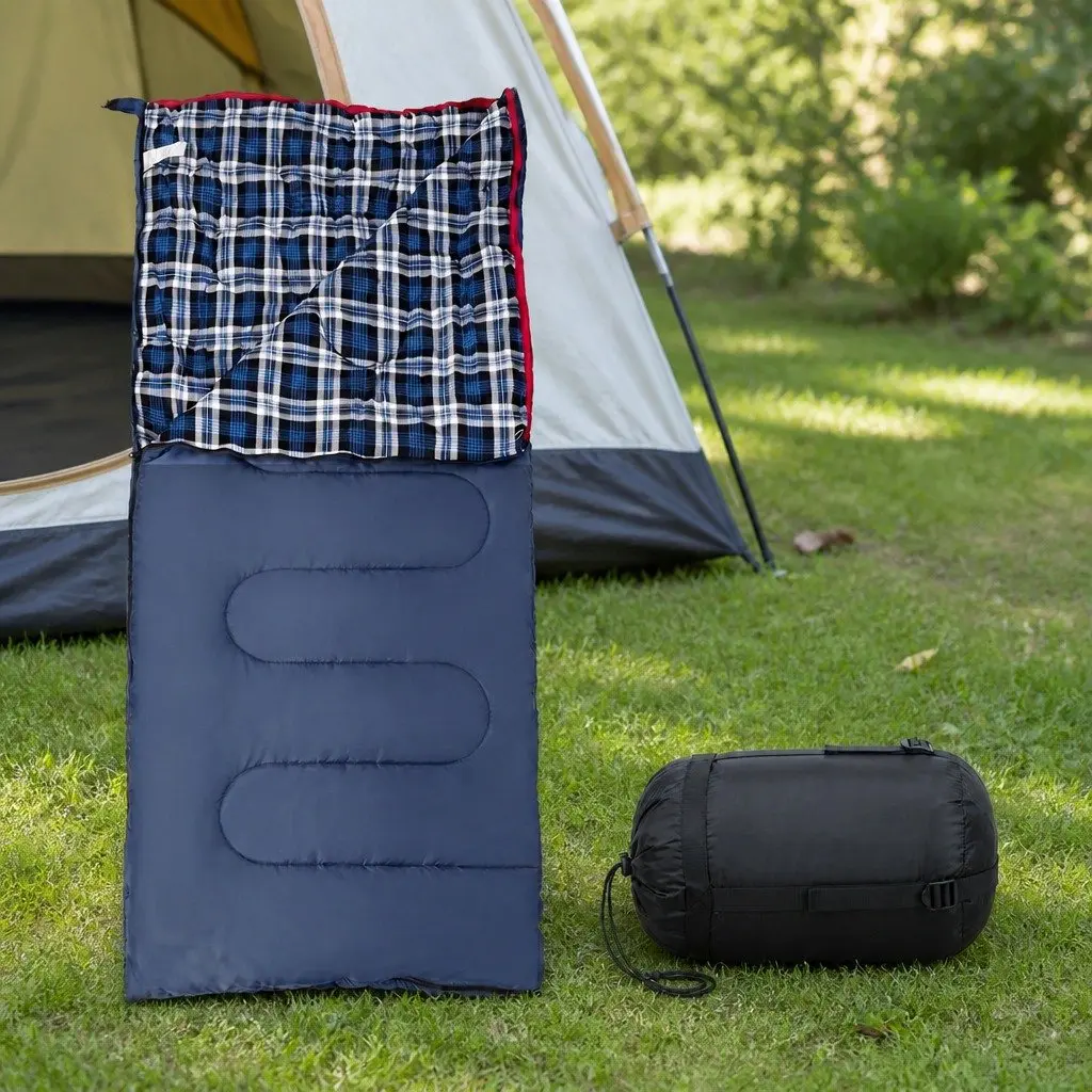 Single Sleeping Bag 3-Season Camping Hiking Envelope Rectangle Design Thermal