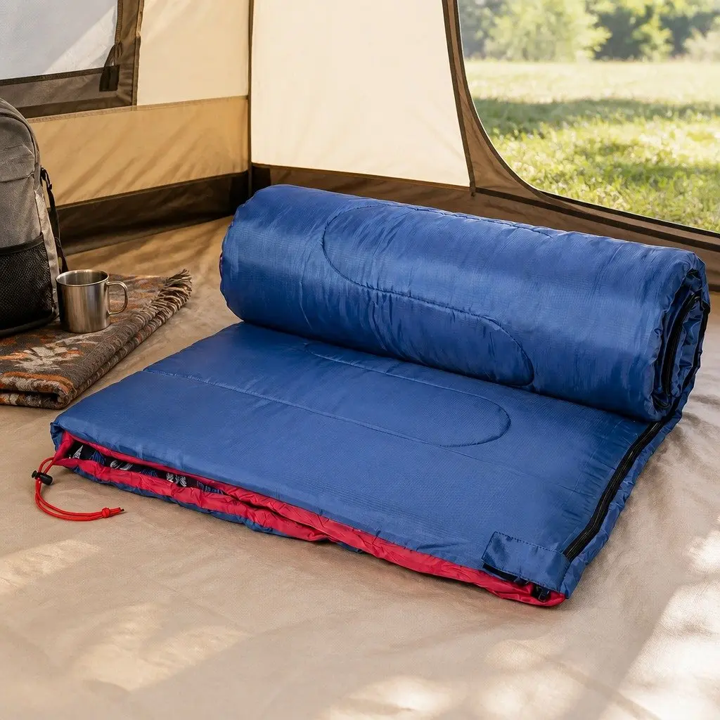 Single Sleeping Bag 3-Season Camping Hiking Envelope Rectangle Design Thermal