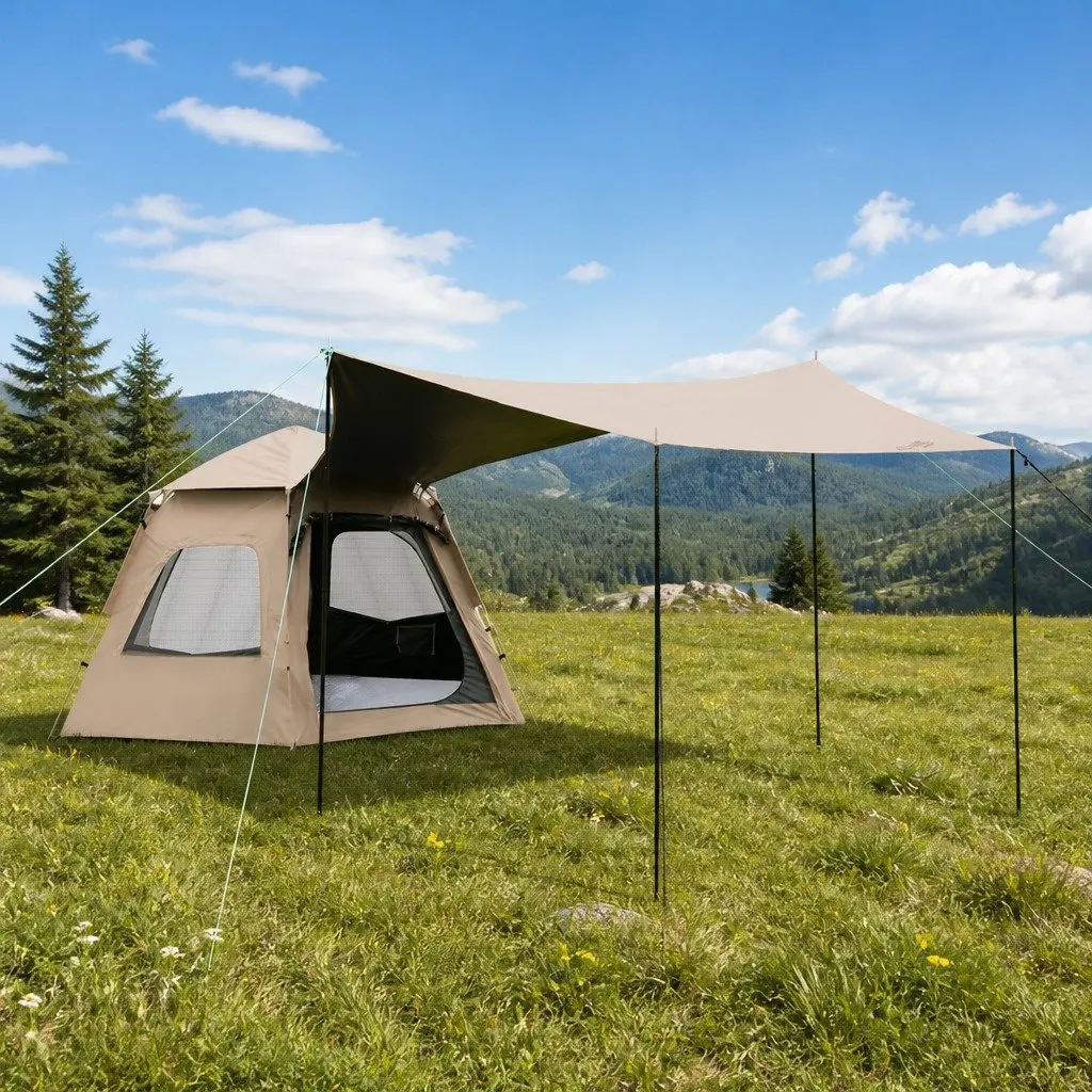 3-4 Person Pop Up Camping Tent in Beige