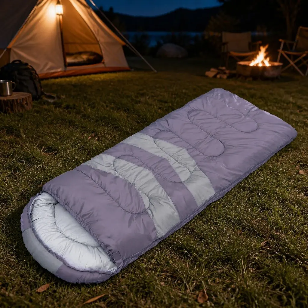 Single Sleeping Bag Grey Lightweight Cold Weather Hollow Cotton