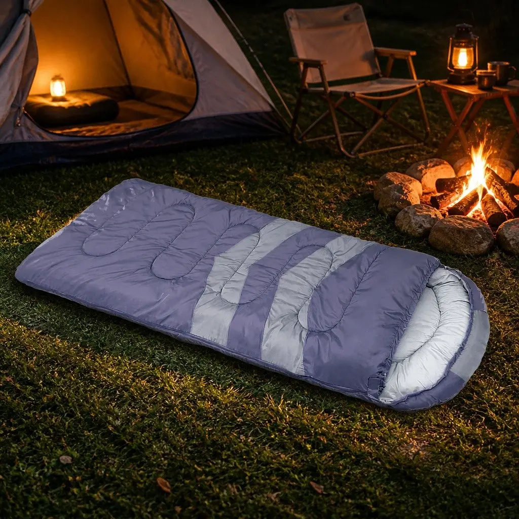 Single Sleeping Bag Grey Lightweight Cold Weather Hollow Cotton
