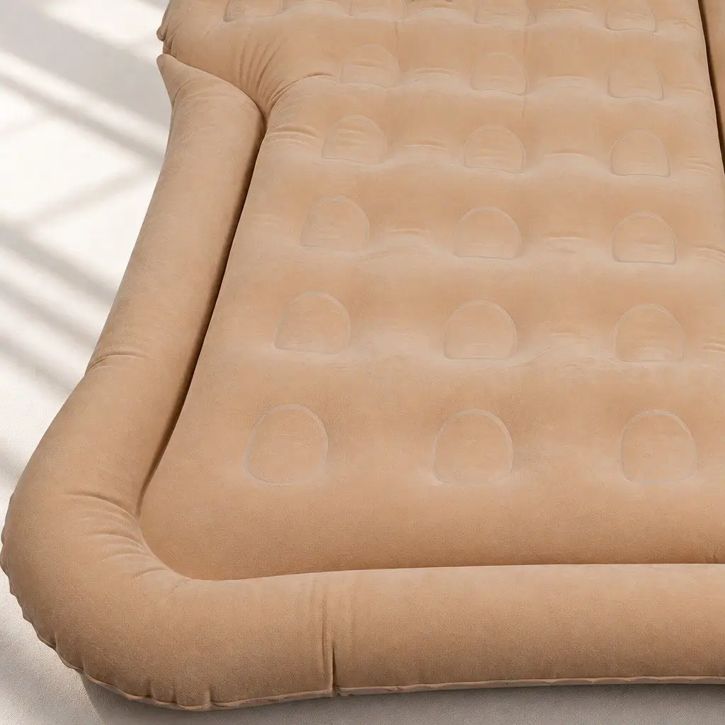 Car Back Seat Air Mattress Beige 175cm x 130cm Inflatable Bed for SUV Camping Travel Sleep Portable