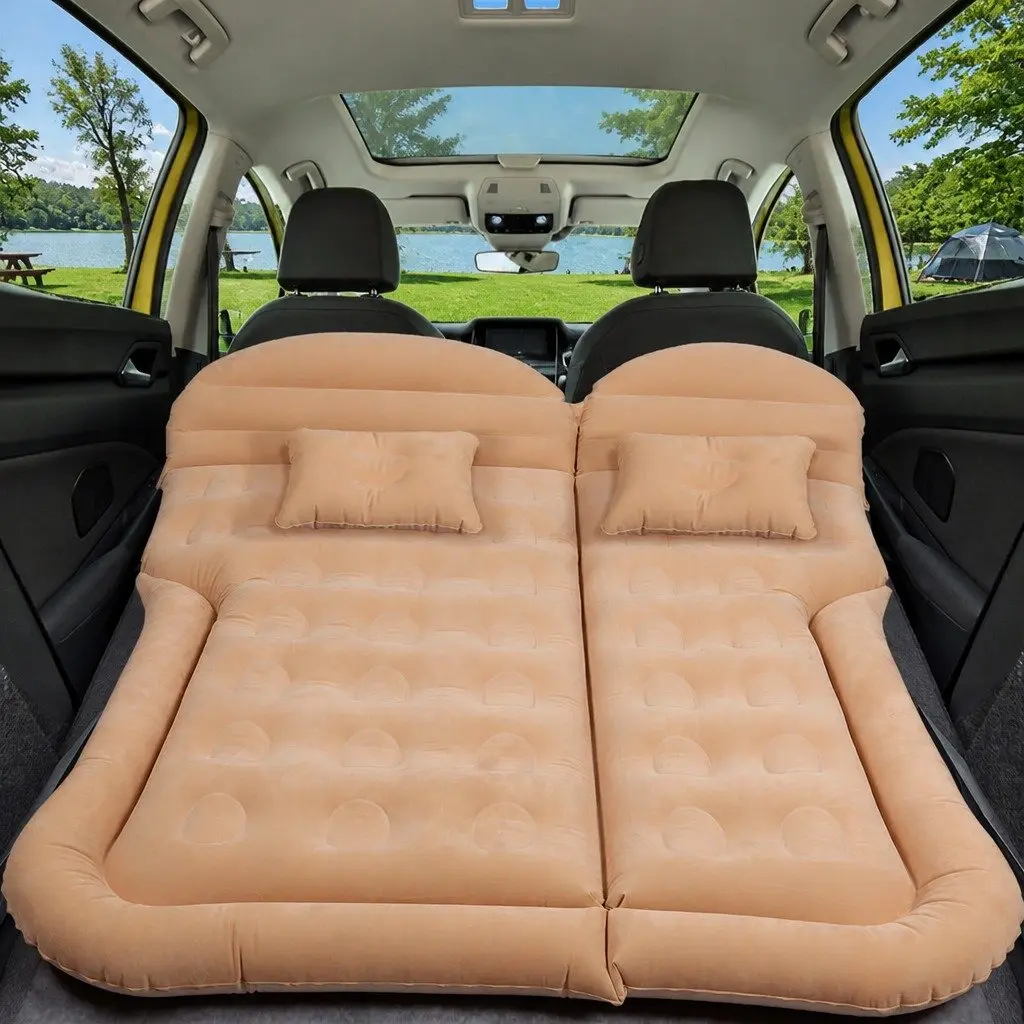 Car Back Seat Air Mattress Beige 175cm x 130cm Inflatable Bed for SUV Camping Travel Sleep Portable