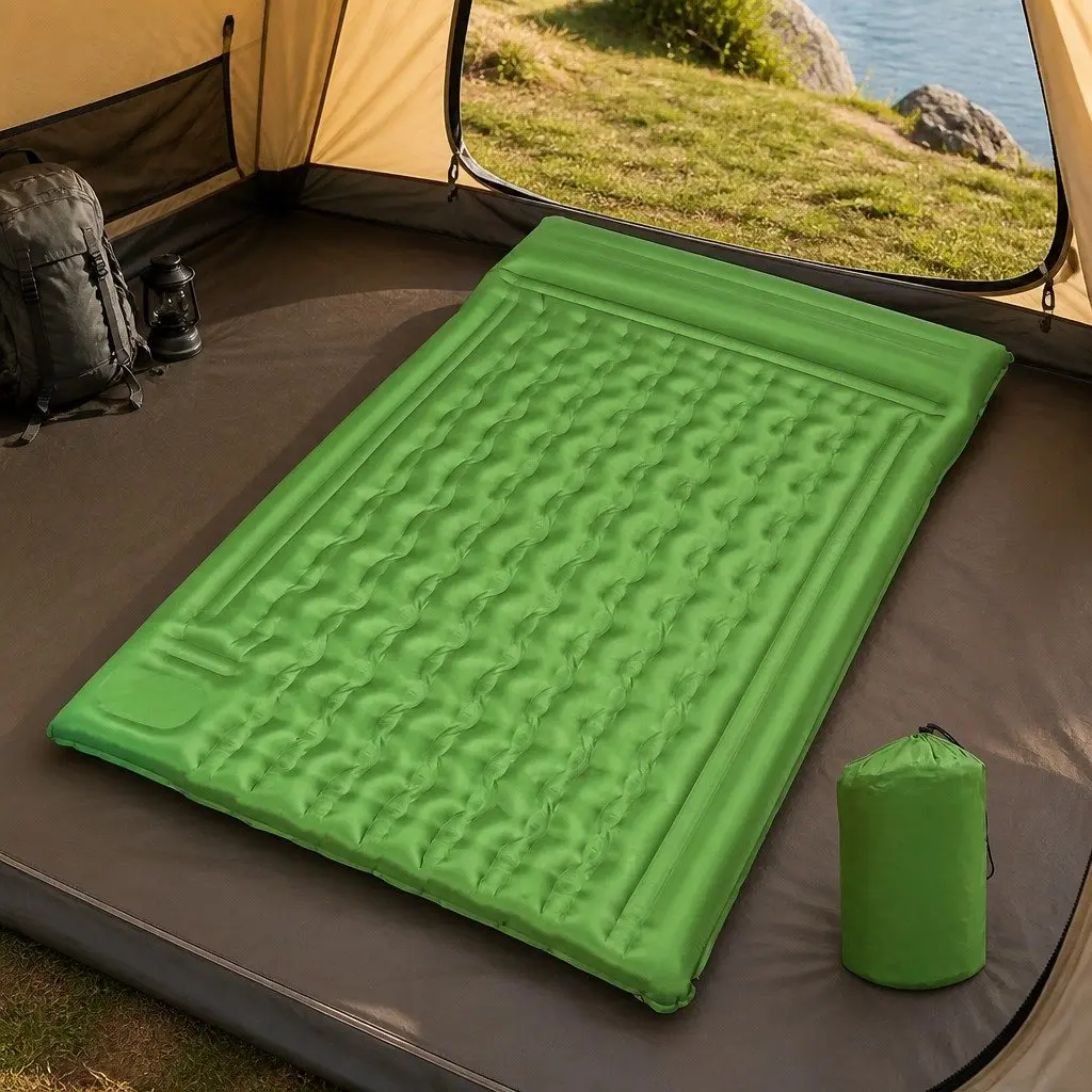 Self Inflating Camping Air Mattress Double with Foot Pump Portable Lightweight