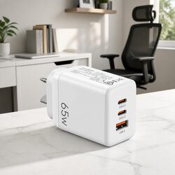 Efficient 3-Port 65W USB C Charger for All Devices