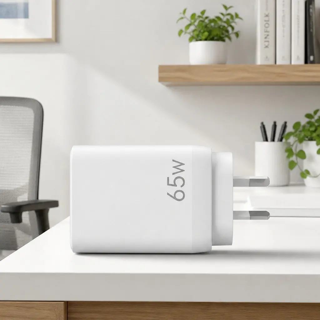 USB C Wall Charger 65W Fast Charging 3 Port PD Adapter Travel Power Block White