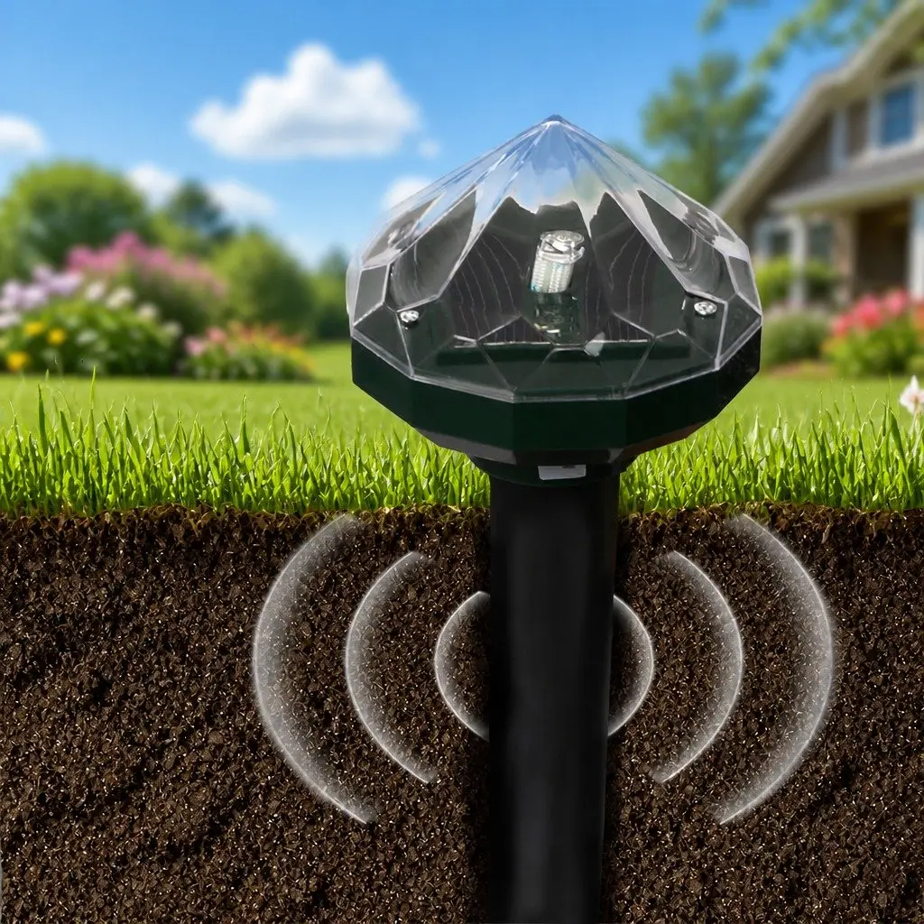 Solar Snake Repeller Green 4 Pack Sonic Vibration Technology LED Light