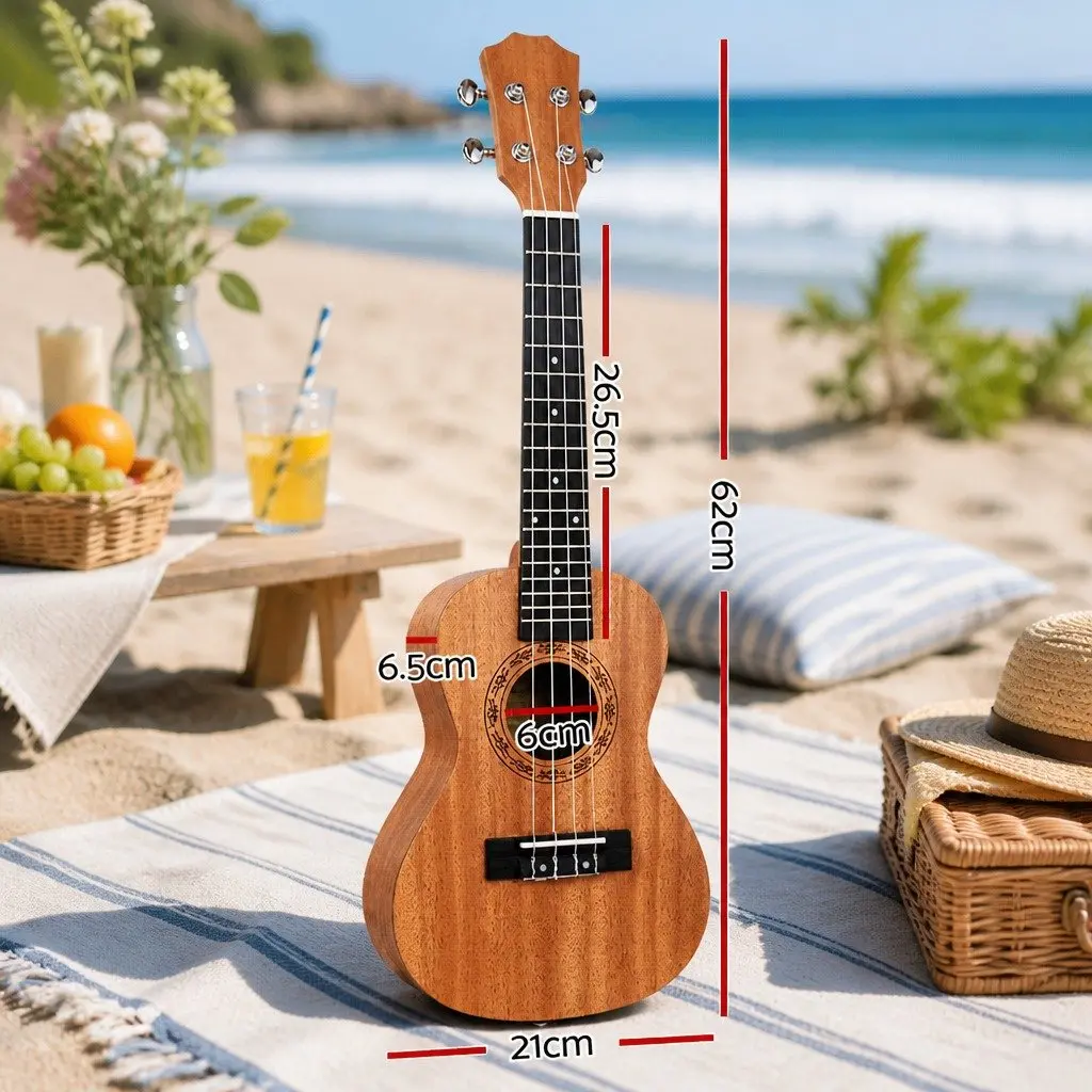Concert Ukulele Natural 23 Inch Mahogany Beginner Starter Kit with Carry Bag