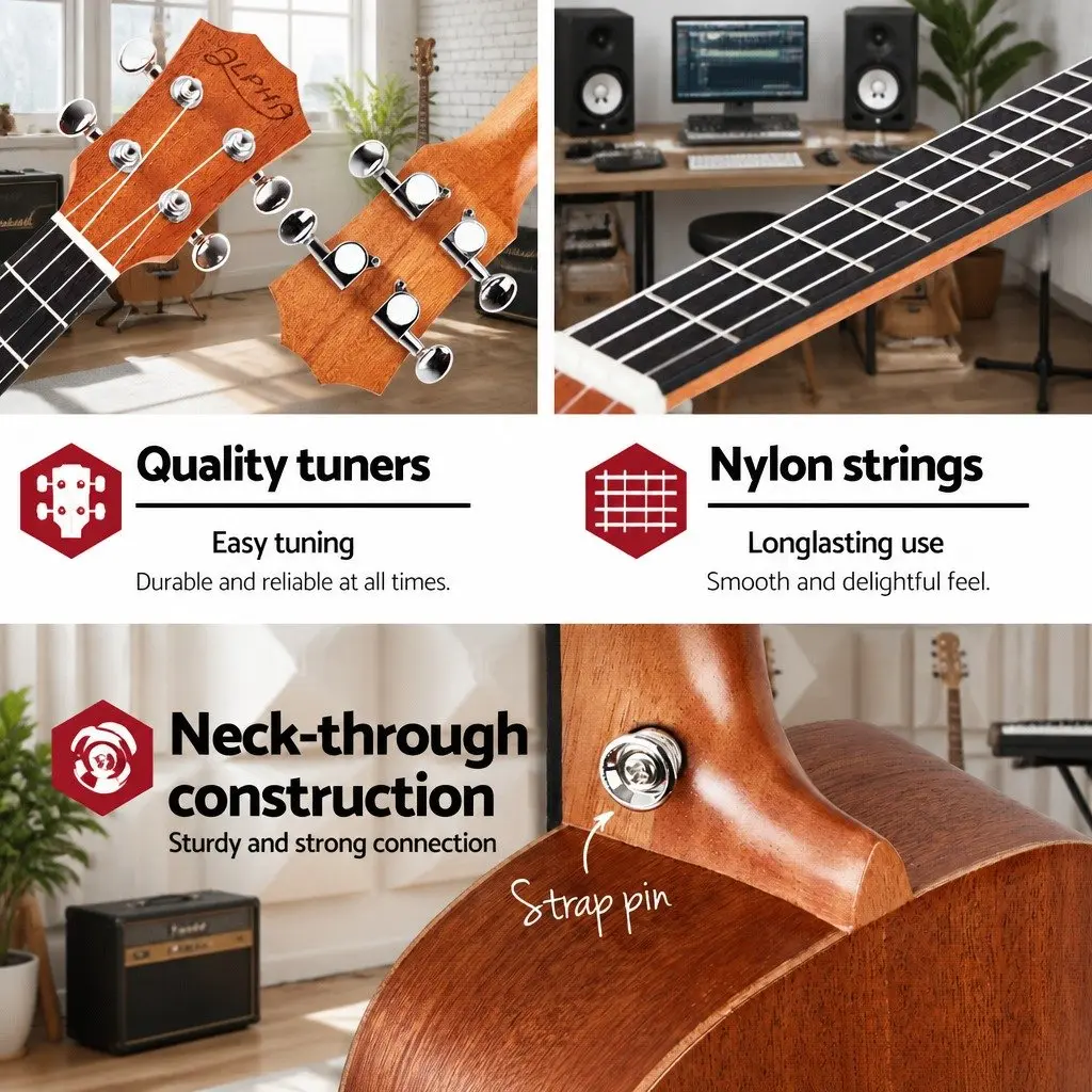Tenor Ukulele Natural Mahogany 26 Inch Beginner Friendly with Carry Bag