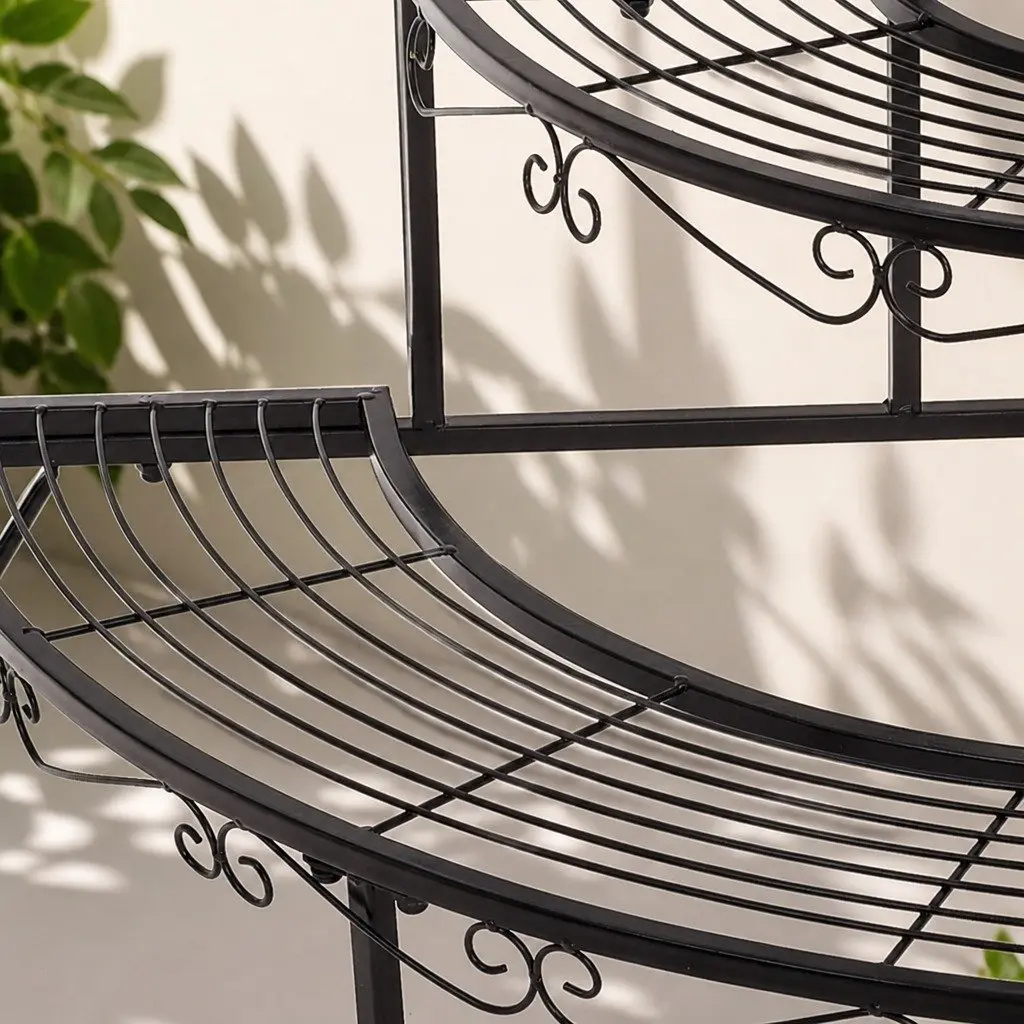 3-Tier Plant Stand Black Indoor Outdoor Garden Flower Pot Display Organiser Shelf