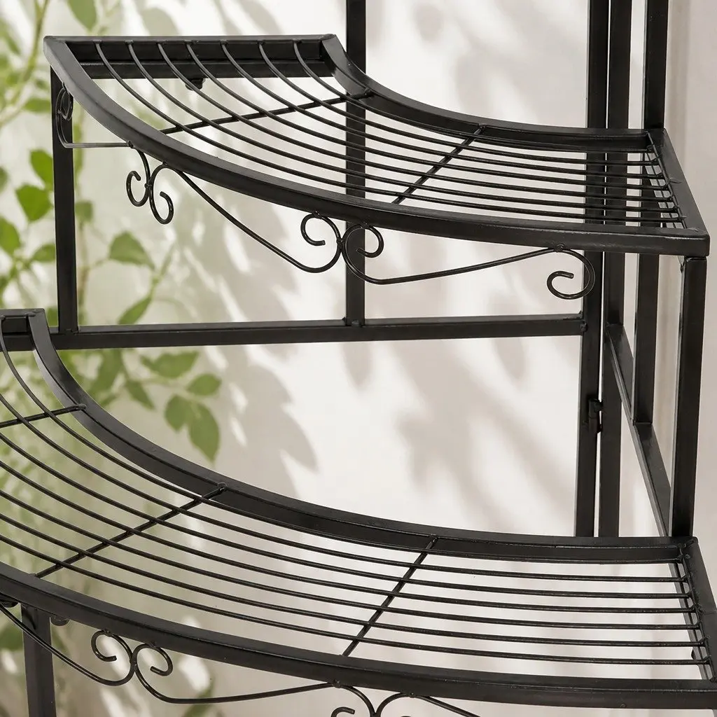 3-Tier Plant Stand Black Indoor Outdoor Garden Flower Pot Display Organiser Shelf