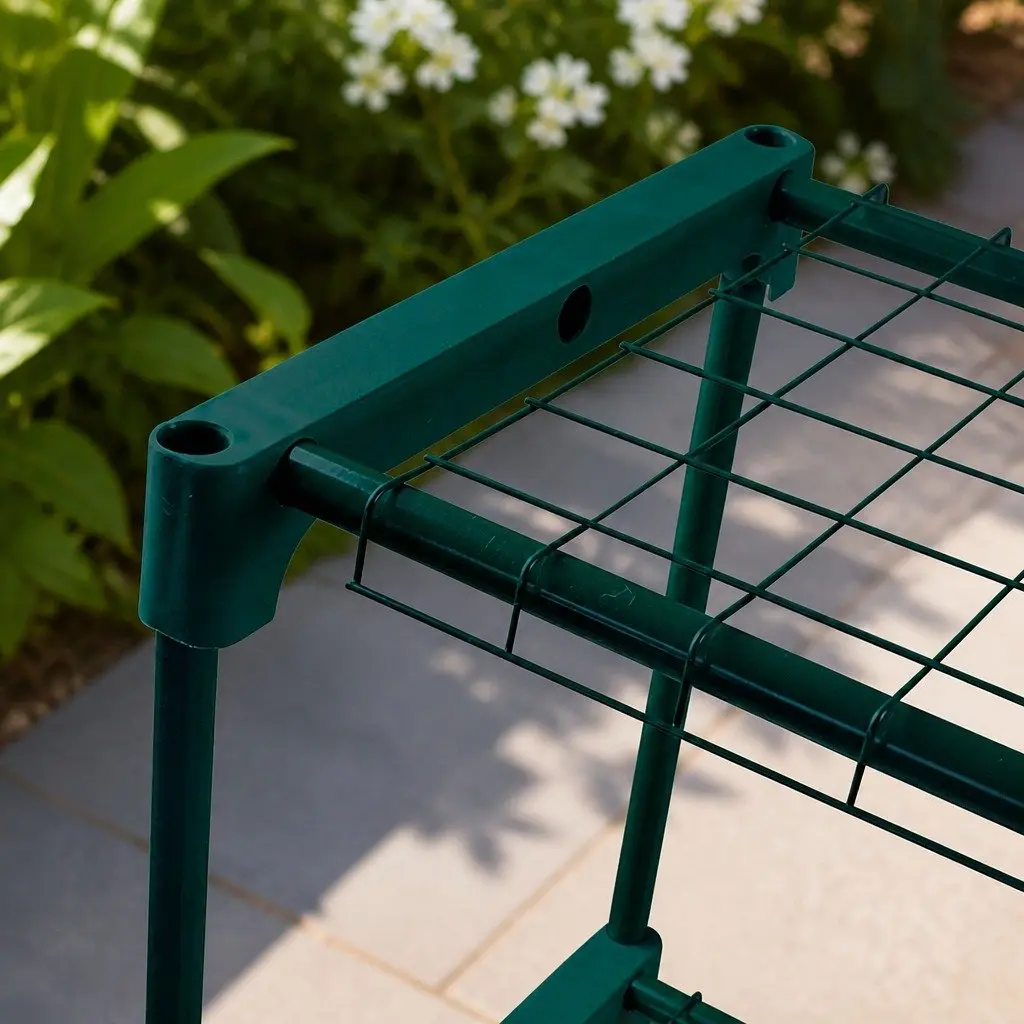 4 Tier Plant Stand Dark Green Steel Indoor Outdoor Display Shelves