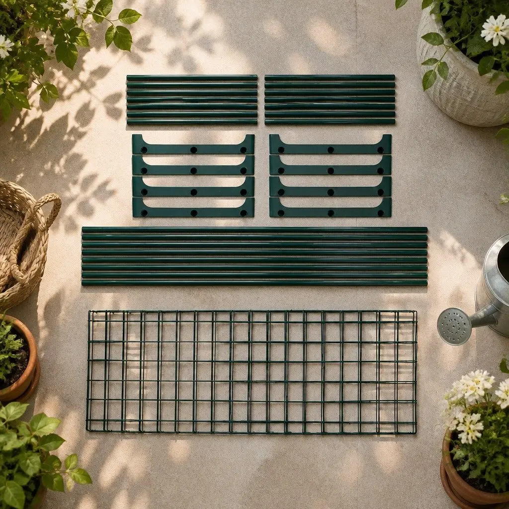 4 Tier Plant Stand Dark Green Steel Indoor Outdoor Display Shelves