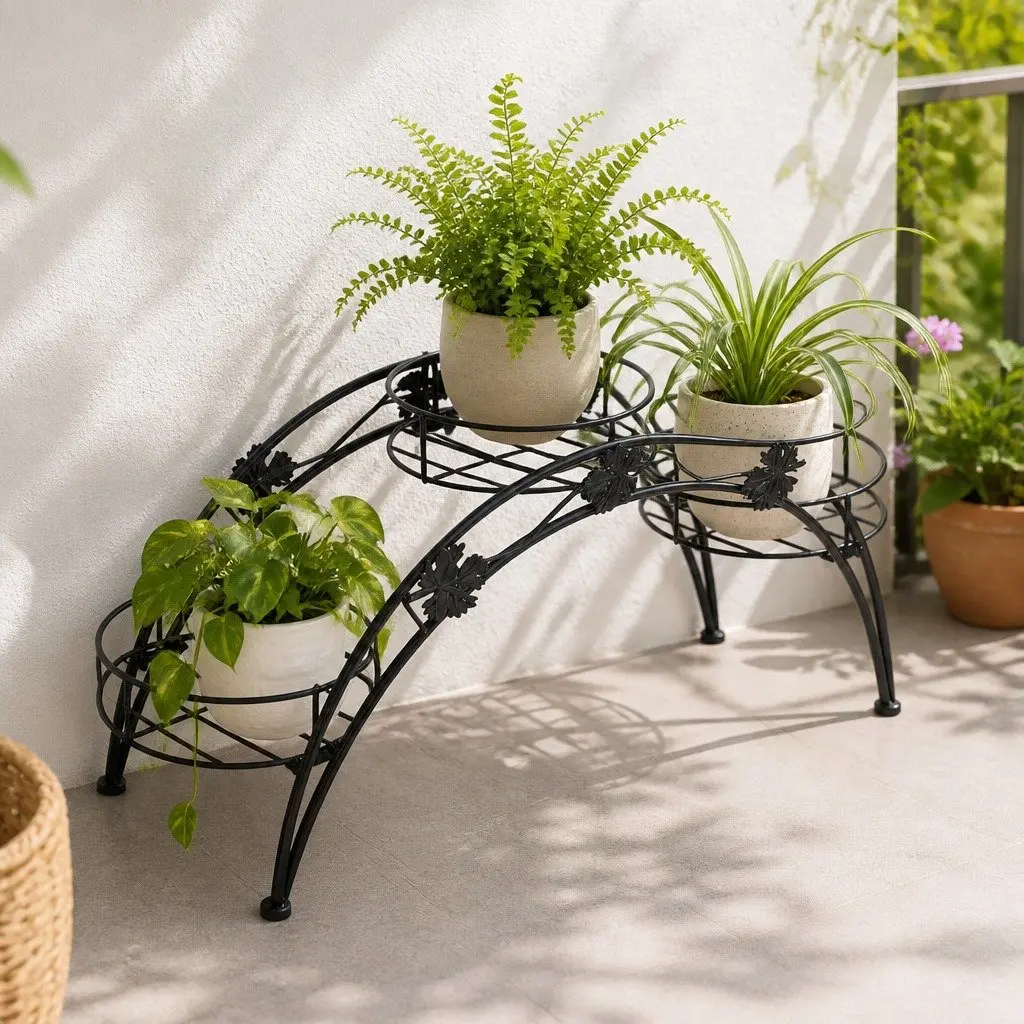 3-Tier Metal Plant Stand for Easy Use