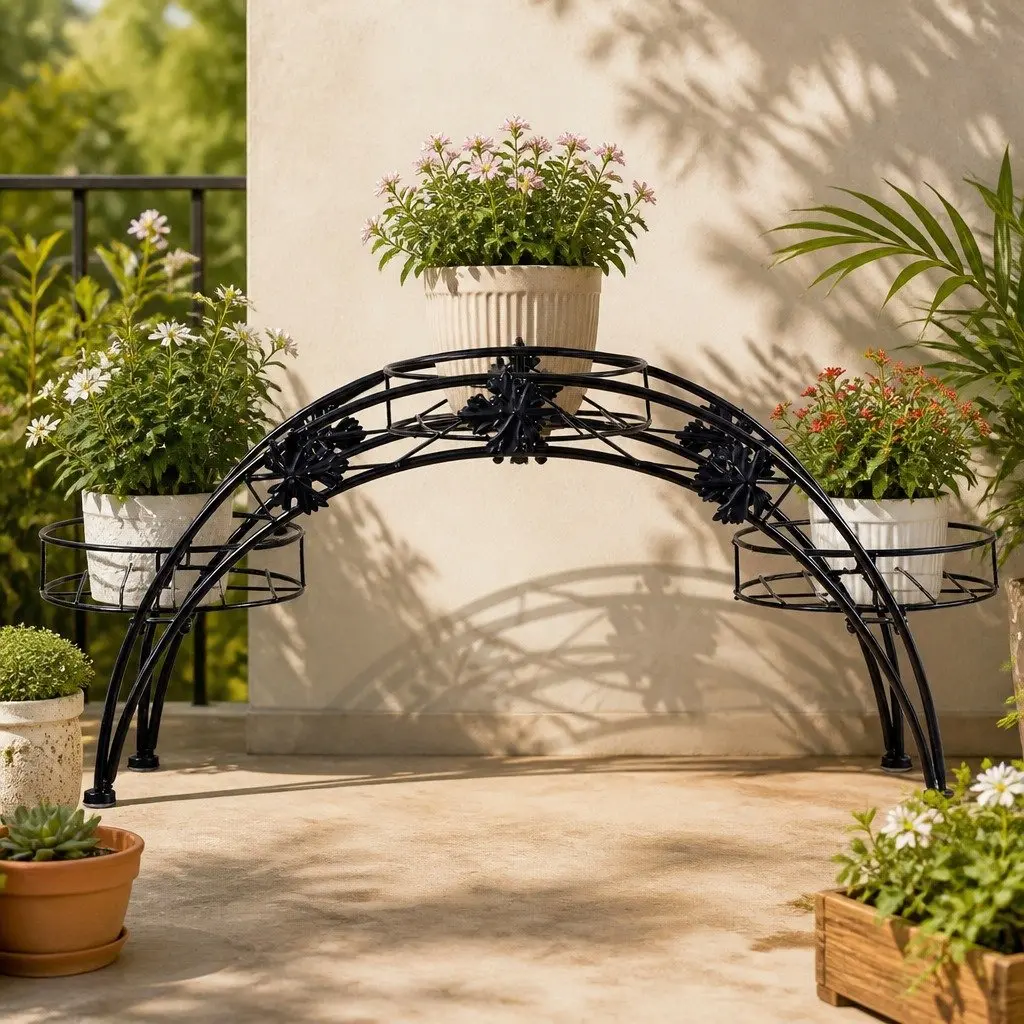 2X Plant Stand Outdoor Indoor Metal Black 3-Tier Pot Plant Rack Garden Balcony