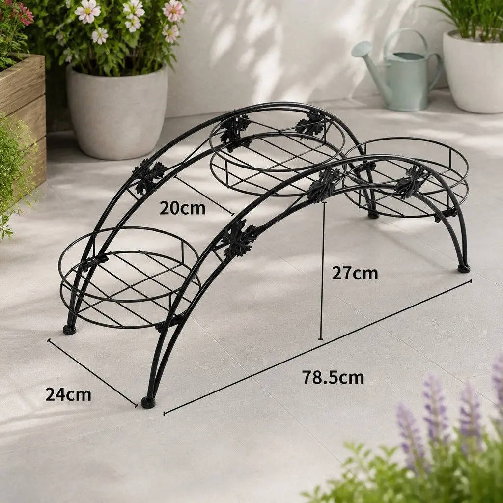 2X Plant Stand Outdoor Indoor Metal Black 3-Tier Pot Plant Rack Garden Balcony