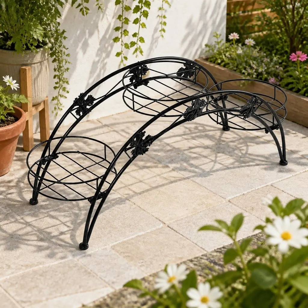 Metal Plant Stand Indoor Outdoor Steel Frame Rust-Resistant Garden Organizer