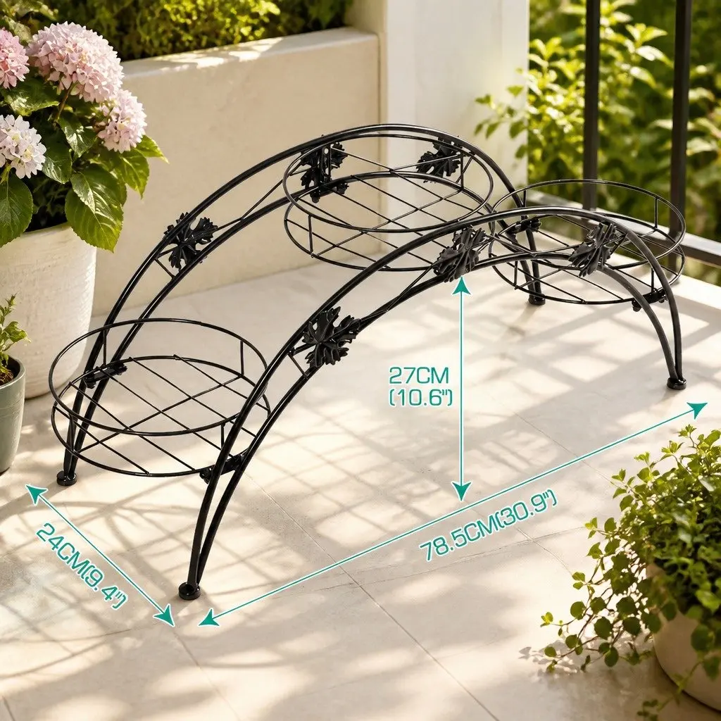 Metal Plant Stand Indoor Outdoor Steel Frame Rust-Resistant Garden Organizer