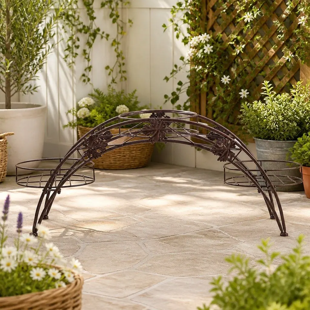 Metal Plant Stand Indoor Outdoor Steel Frame Large Small Pots Balcony Garden