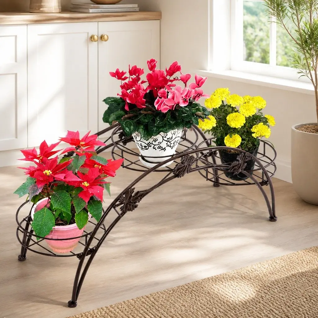 Metal Plant Stand Indoor Outdoor Steel Frame Large Small Pots Balcony Garden