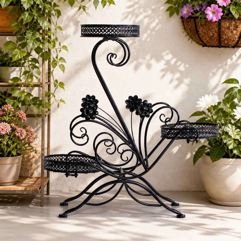 3-Tier Plant Stand with Strong Steel Frame
